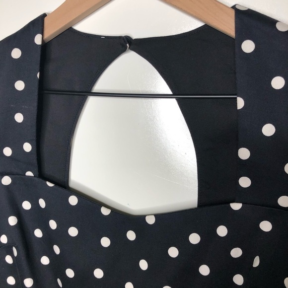 WHBM Polka Dot Sheath Dress Sweetheart Neckline Black 2 - Picture 3 of 6